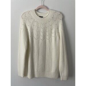 Talbots NWT Alpaca Wool blend Ivory White Pullover Sweater Crew Large Neutral